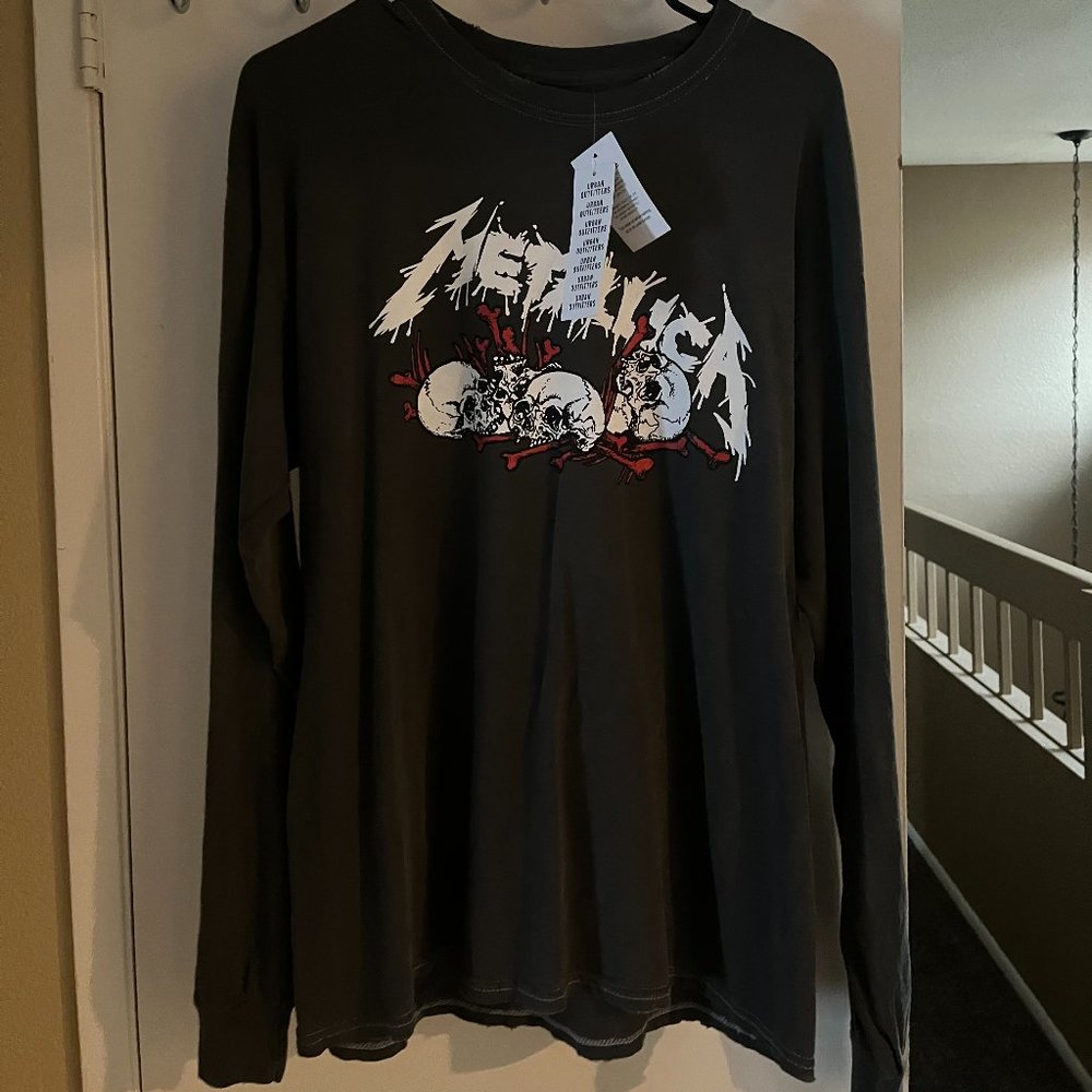 Mens Long Sleeve Metallic Shirt Dark Grey